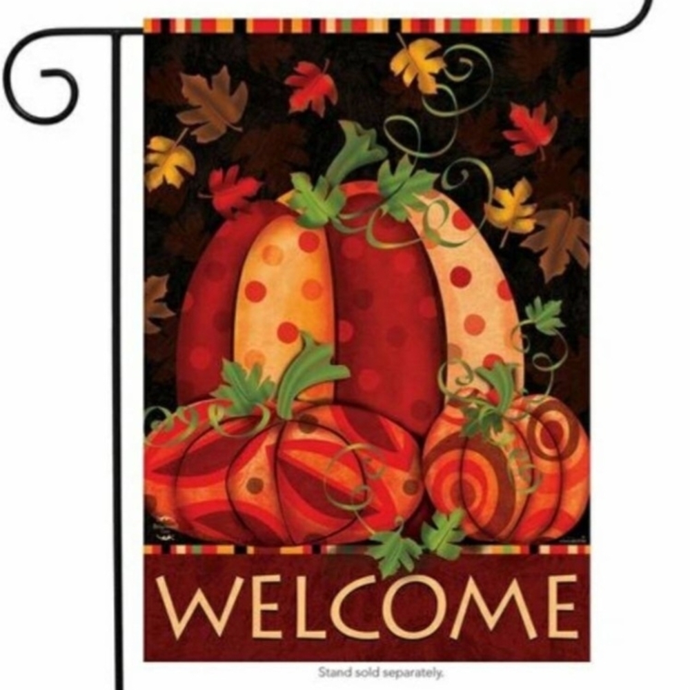 Fall Harvest Autumn Pumpkin Welcome Garden Flag